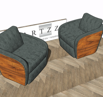 现代懒人沙发，单人沙发su草图模型下载