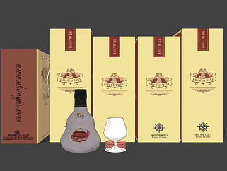 现代红酒,<em>包装盒</em>su草图<em>模型</em>下载