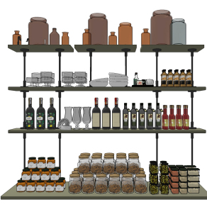 现代红酒酒瓶子，玻璃调料罐瓶子su草图模型下载