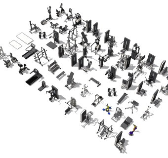 现代健身器材su草图模型下载