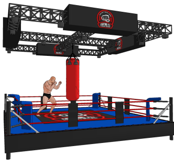 现代拳击台擂台su草图模型下载