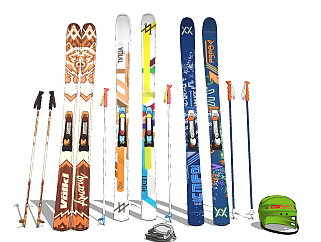 现代滑雪板滑雪杖su草图模型下载