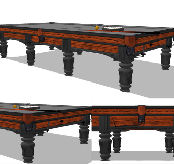 欧式实木台球桌su草图模型下载
