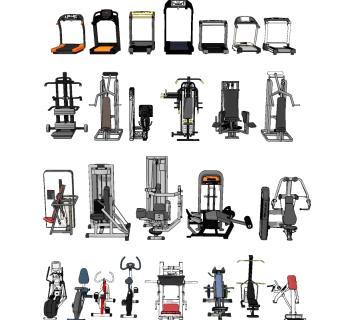 现代健身器材组合su草图模型下载