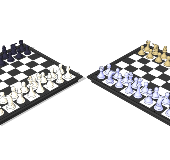 现代国际象棋，棋盘su草图模型下载