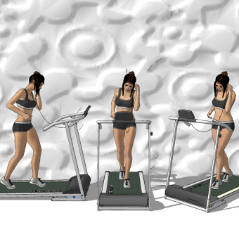 现代跑步机，健身器材器械su草图模型下载