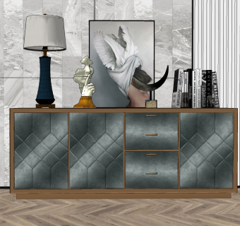 现代轻奢边柜su草图模型下载