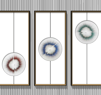 新中式抽象装饰挂画su草图模型下载