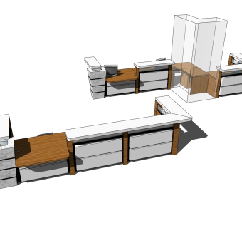 09现代服务台，接待台，su草图模型下载