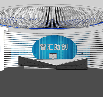 现代科技展厅su草图模型下载