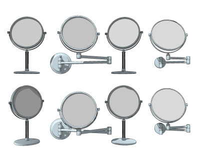 现代装饰镜伸缩化妆镜su草图模型下载