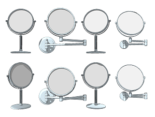 現代裝飾鏡伸縮化妝鏡su草圖模型下載