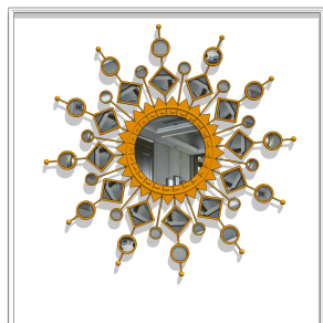 欧式太阳金属装饰镜su草图模型下载