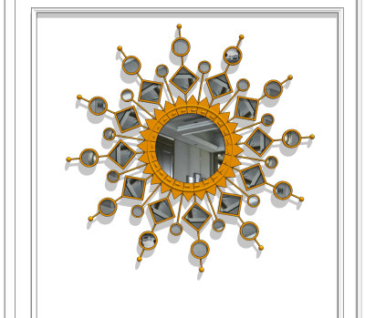 欧式太阳金属装饰镜su草图模型下载