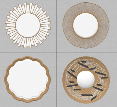 新中式金属装饰挂镜su草图模型下载