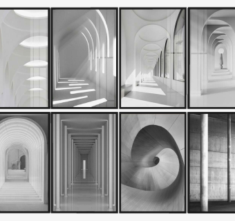 现代黑白挂画su草图模型下载