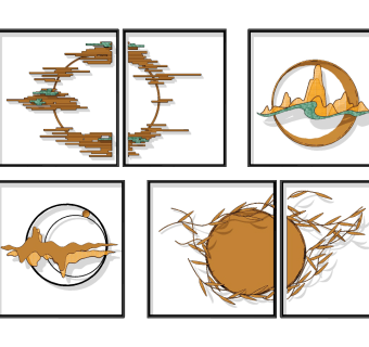新中式立体装饰画，挂画su草图模型下载