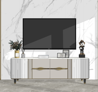 现代轻奢电视柜su草图模型下载