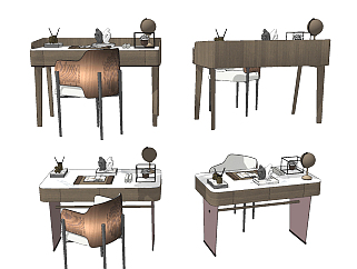现代书桌椅su草图模型下载