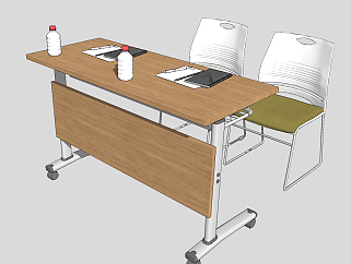 现代双人课桌椅su草图模型下载