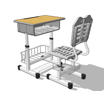 现代学生课桌椅su草图模型下载