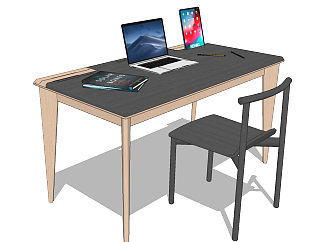 现代<em>简易</em>书桌椅su草图模型下载