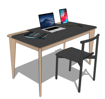 现代简易书桌椅su草图模型下载