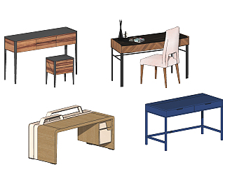 现代书桌椅su草图模型下载