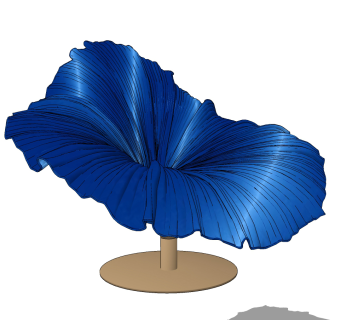 现代异形荷叶绒布休闲单人沙发su草图模型下载