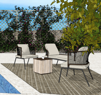 现代户外休闲椅su草图模型下载