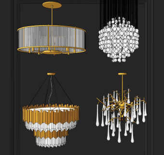 现代金属树枝吊灯su草图模型下载