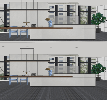 现代前台接待台su草图模型下载