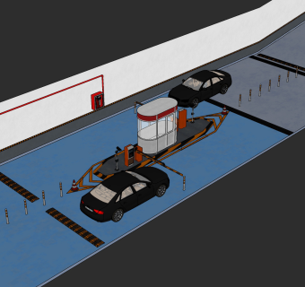 现代车库入口道闸su草图模型下载