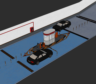 现代车库入口道闸su草图模型下载