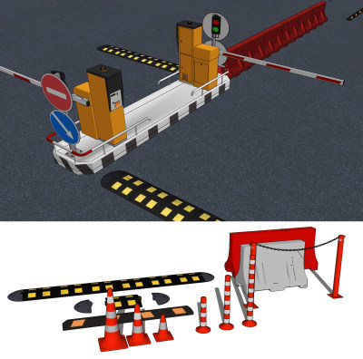 现代路障收费入口su草图模型下载