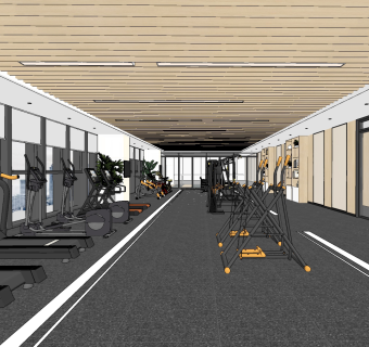 现代健身房su草图模型下载