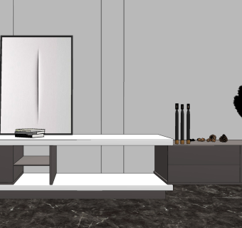 现代伸缩式电视柜su草图模型下载