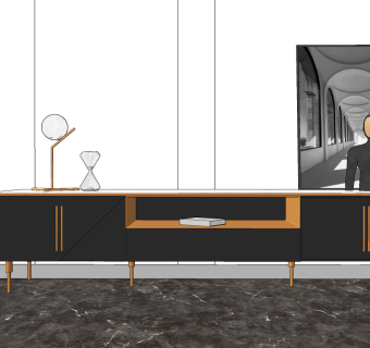 现代简约电视柜su草图模型下载