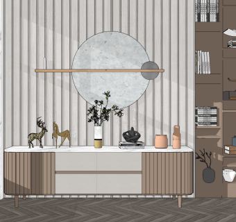 现代轻奢电视柜su草图模型下载