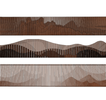 新中式山脉造型格栅背景墙su草图模型下载