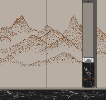 新中式山脉造型背景墙su草图模型下载