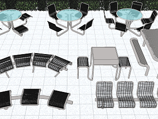现代<em>户外公共</em>座椅su草图模型下载