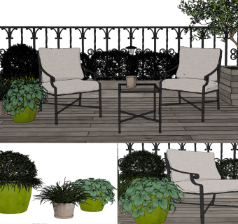 现代户外休闲椅su草图模型下载