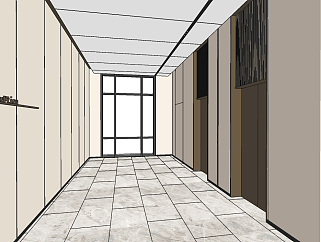 现代电梯走廊电梯间su草图模型下载