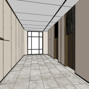 现代电梯走廊电梯间su草图模型下载