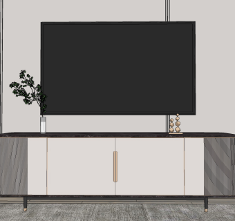 现代大理石电视柜su草图模型下载