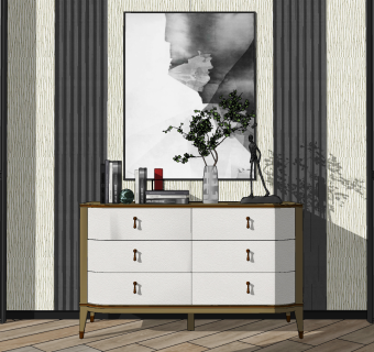 现代轻奢边柜,su草图模型下载