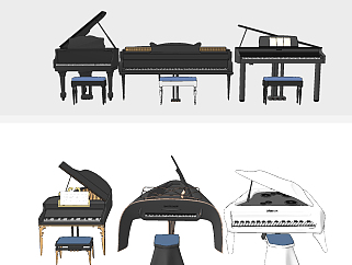 现代钢琴<em>乐器</em>su草图模型下载