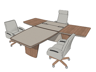 现代办公桌办公椅su草图模型下载