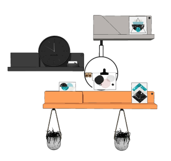 现代墙饰书架隔板su草图模型下载
